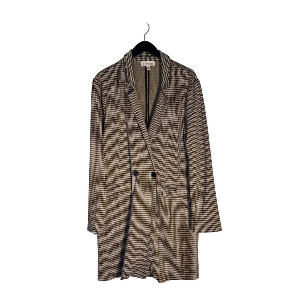 Houndstooth Longline Double-Breasted Blazer By Philosophy Size XL
